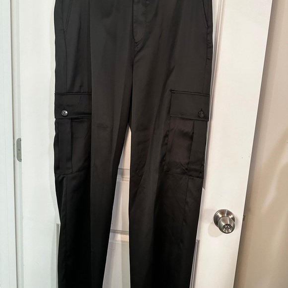 Women’s Silk Black Cargo Pants - Picture 3 of 7